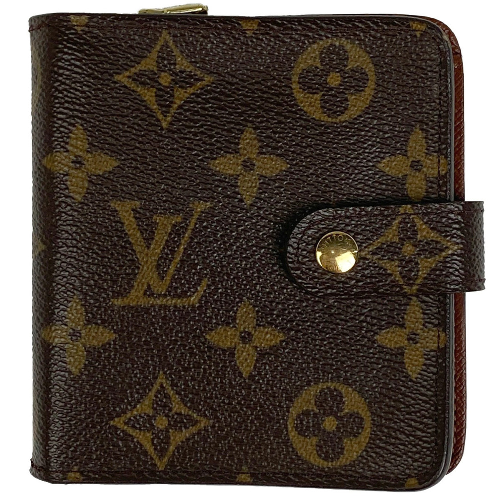 Louis Vuitton Compact Zip Wallet Bi fold Monogram Brown